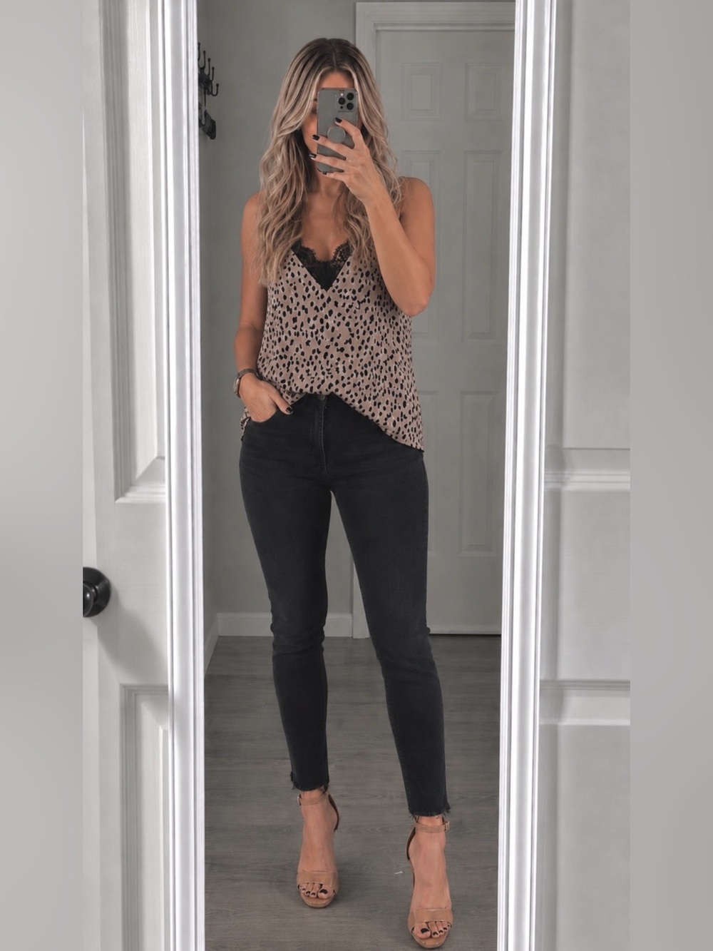 Buckle Leopard Print Lace Trim Tank Top | Size: Medium | NEW